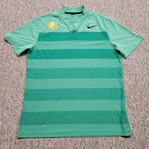 Tiger Woods Collection Polo Shirt Mens Large Green Striped Pique Performance